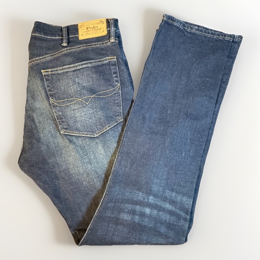 Polo Ralph Lauren Hampton Relaxed Straight Jeans Mens 38x36 Dark Wash Blue - Picture 7 of 12